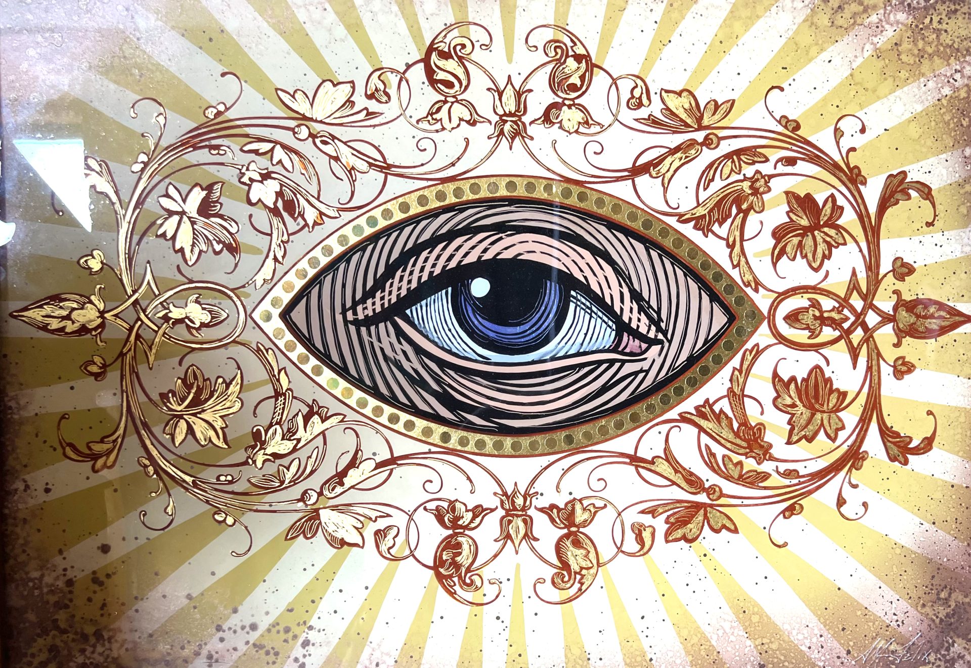 glass gilding and painitng sign gold